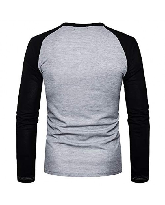 Rela Bota Men's Henley Shirt Slim-Fit Long-Sleeve Lightweight Stitching Sweatshirt