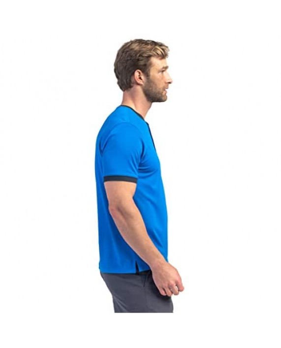 Rhone Mens Ringer Henley Short Sleeve | Ultra Soft Breathable 4-Way Stretch Premium Nylon Blend Fabric