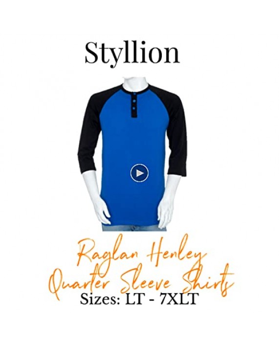 Styllion Mens Baseball Henley Shirts - Big and Tall - Heavy Weight - RHQS