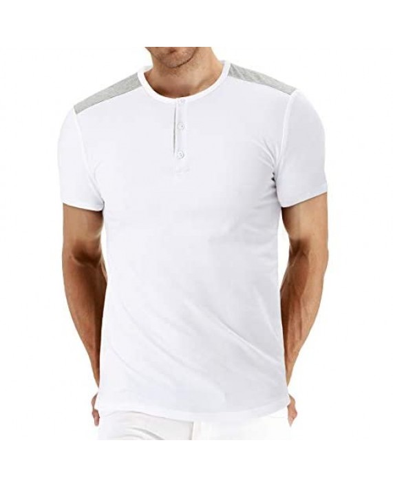 YTD Mens Fashion Casual Front Placket Basic Short Sleeve Henley T-Shirts