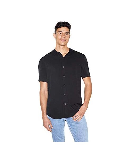 American Apparel Men's Viscose Short Sleeve Button Up Shirt