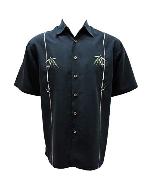 Bamboo Cay Men's Short Sleeve Dual Bamboos Casual Hawaiian Shirt