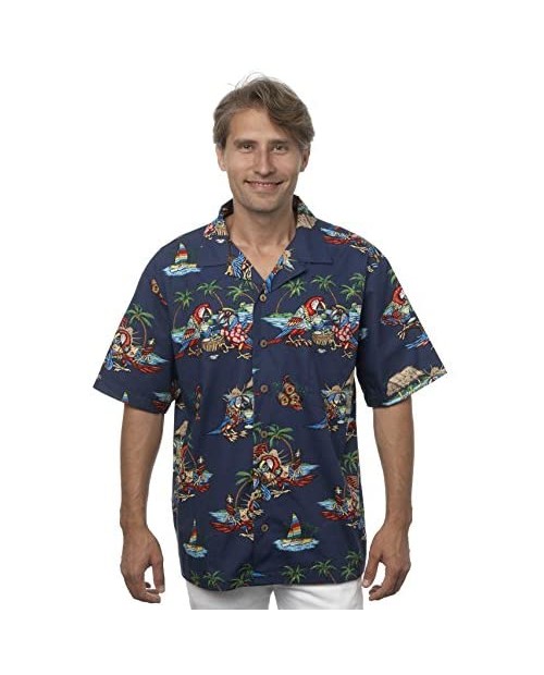 Benny's Mens Parrots and Margaritas Parrothead Hawaiian Shirt
