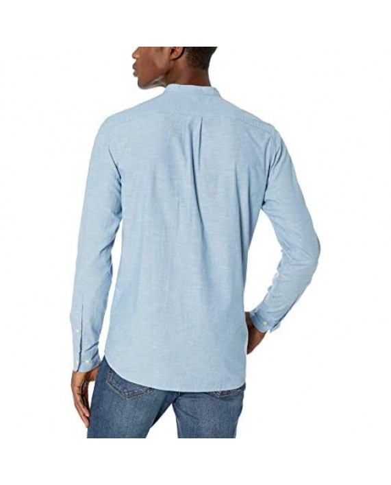 Brand - Goodthreads Men's Slim-Fit Long-Sleeve Band-Collar Chambray Shirt