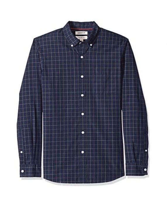 Brand - Goodthreads Men's Slim-Fit Long-Sleeve Plaid Poplin Shirt with Button-Down Collar