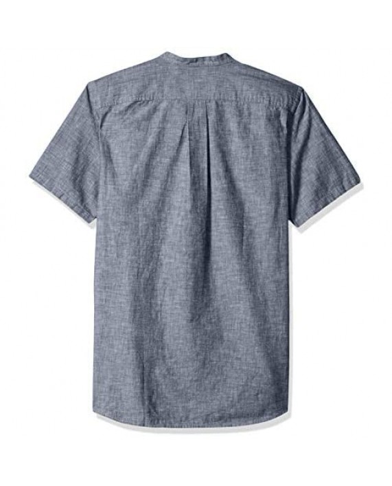 Brand - Goodthreads Men's Slim-Fit Short-Sleeve Band-Collar Chambray Shirt