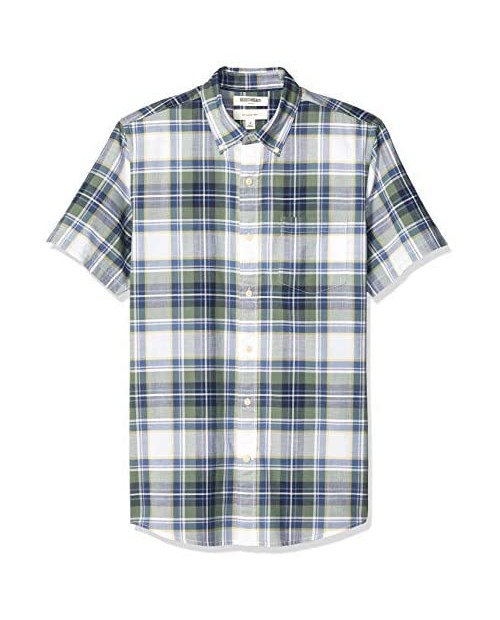  Brand - Goodthreads Men's Slim-Fit Short-Sleeve Lightweight Madras Plaid Shirt