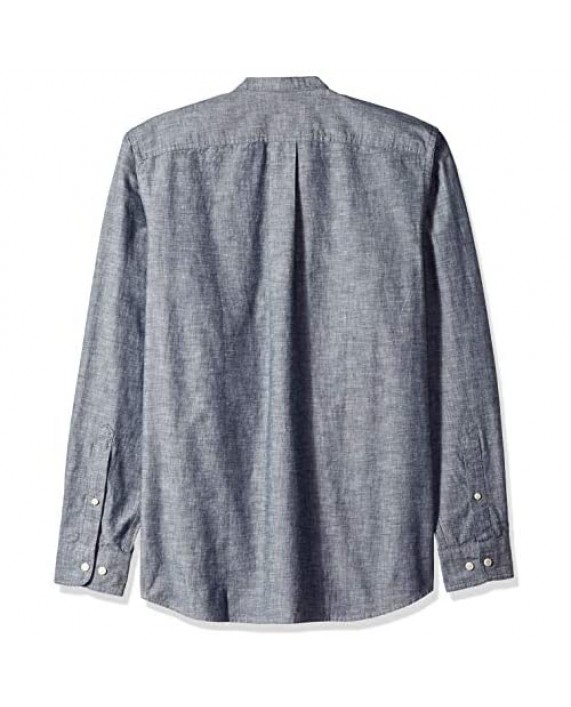 Brand - Goodthreads Men's Standard-Fit Long-Sleeve Band-Collar Chambray Shirt
