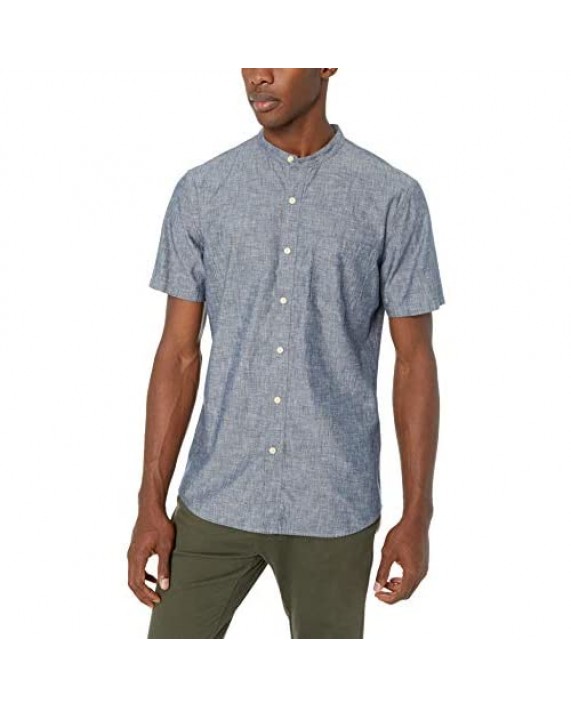 Brand - Goodthreads Men's Standard-Fit Short-Sleeve Band-Collar Chambray Shirt