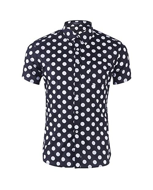 CATERTO Men's Premium Print Casual Shirt Short Sleeve Cotton Shirts
