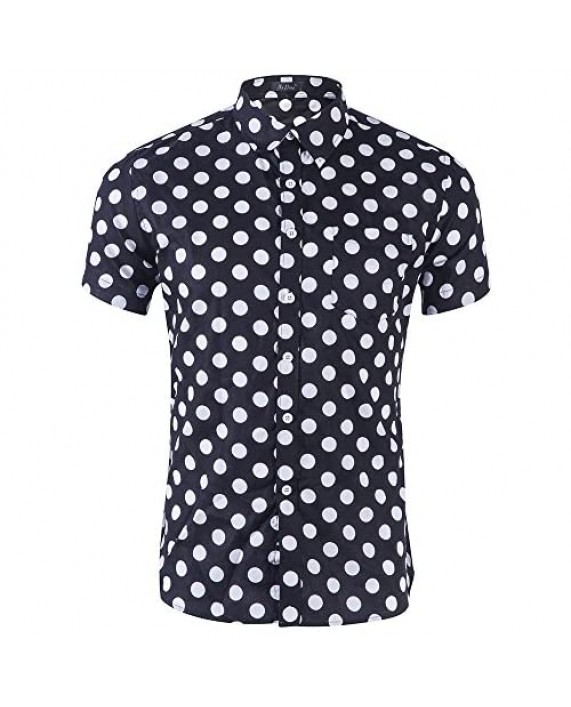 CATERTO Men's Premium Print Casual Shirt Short Sleeve Cotton Shirts