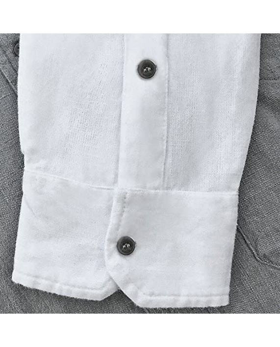 Civilian Irish Grandfather Collarless Shirt Cotton and Linen Long-Sleeve Traditional Irish Shirt