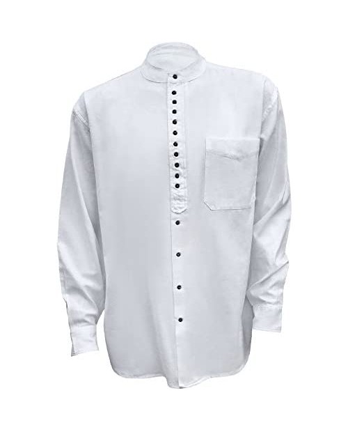 Civilian Irish Grandfather Collarless Shirt Cotton and Linen Long-Sleeve Traditional Irish Shirt