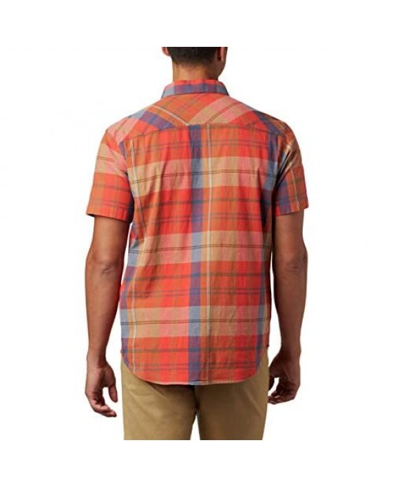 Columbia Men's Thompson Hill Yarn Dyed Short Sleeve Shirt Cotton Blend Comfort Stretch