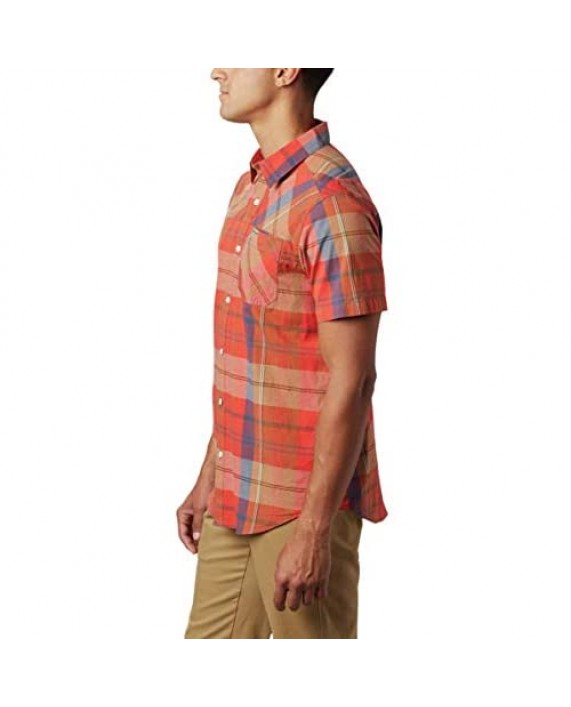 Columbia Men's Thompson Hill Yarn Dyed Short Sleeve Shirt Cotton Blend Comfort Stretch