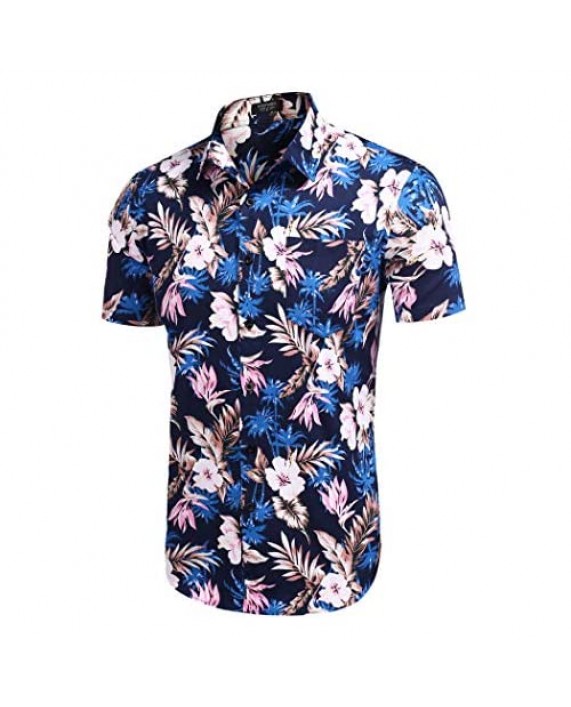 COOFANDY Men's Hawaiian Aloha Shirt Short Sleeve Casual Button Down Floral Printed Beach Shirts with Pocket