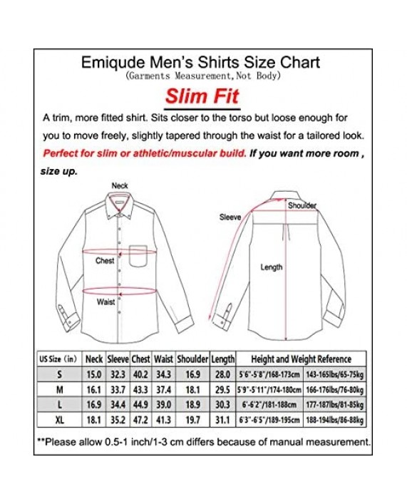 Emiqude Men's 100% Cotton Slim Fit Long Sleeve Button Down Flannel Plaid Dress Shirt