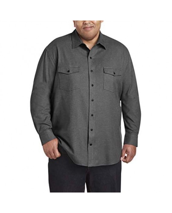Essentials Men's Big & Tall Long-Sleeve Solid Flannel Shirt fit by DXL