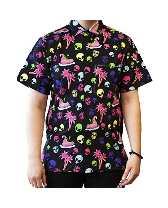 Funny Guy Mugs Men's Hawaiian Print Button Down Short Sleeve Shirts