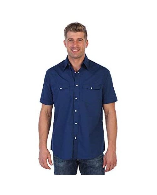 Gioberti Mens Casual Western Solid Short Sleeve Shirt with Pearl Snaps