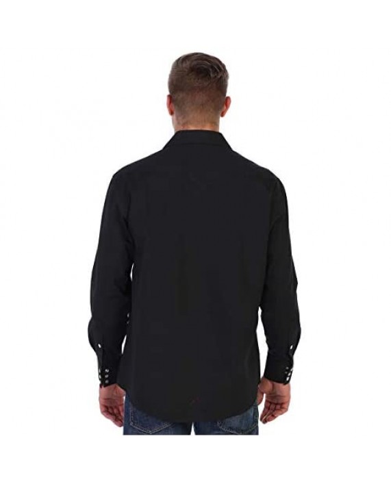 Gioberti Men’s Solid Long Sleeve Western Shirt with Pearl Snap-on Buttons