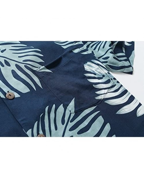 Hawaii Hangover Men's Hawaiian Shirt Aloha Shirt Palm Leaves in Navy Blue