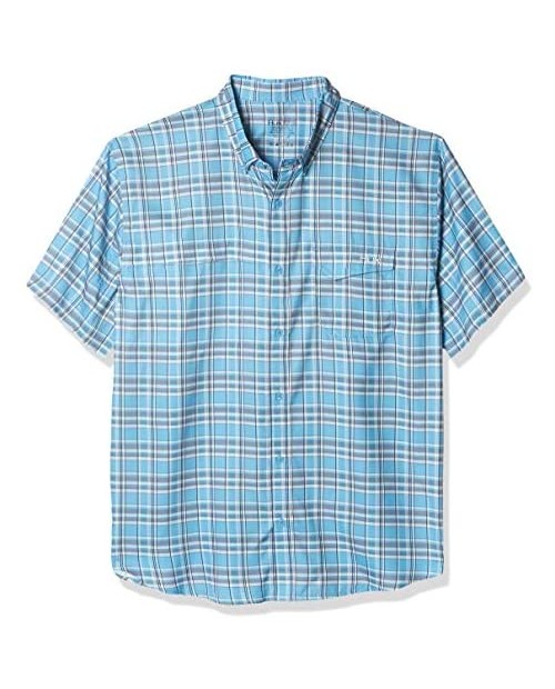 HUK Men's Tide Point Woven Plaid Short Sleeve Button Down Performance Shirt with UPF 30+ Sun Protection