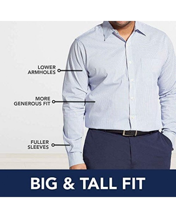 IZOD Men's Big and Tall Button Down Long Sleeve Stretch Performance Tattersal Shirt