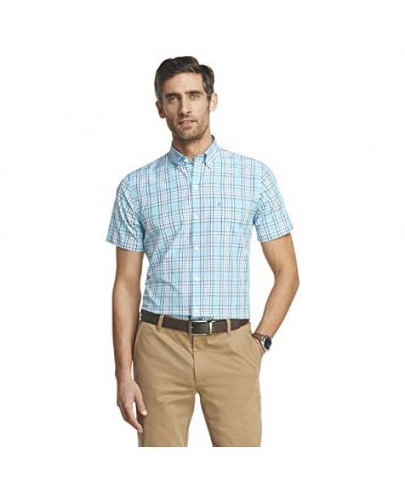 IZOD Men's Breeze Short Sleeve Button Down Plaid Shirt