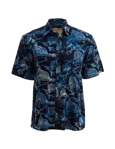 Johari West Sailfish Night Tropical Hawaiian Batik Shirt