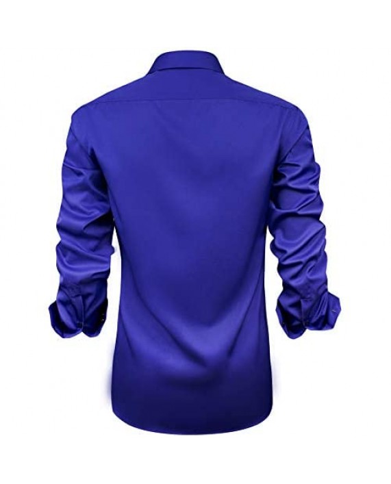 J.VER Men's Casual Long Sleeve Stretch Dress Shirt Wrinkle-Free Regular Fit