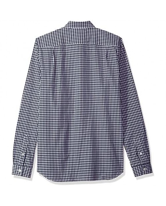 Lacoste Men's Long Sleeve with Pocket Gingham Poplin Regular Fit Woven Shirt