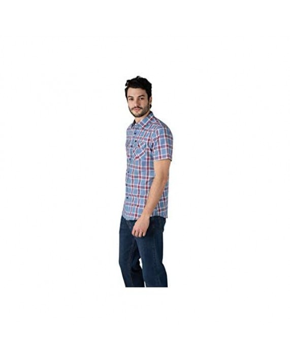 Lee Men’s Short Sleeve Button Down Shirt | Plaid Cotton Shirt - Regular Fit