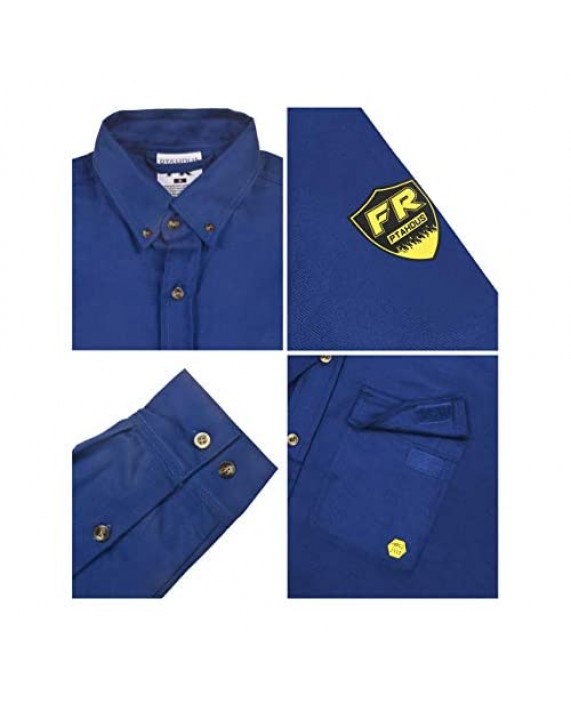PTAHDUS 7.5oz Men’s Flame Resistant Button Down Shirt Men Lightweight Twill FR Work Shirt Ideal for Welding and Oil Worker