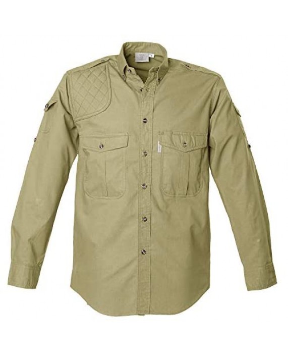 Tag Safari Shooter Shirt for Men Long Sleeve 100% Cotton Sun Protection for Outdoor Adventures