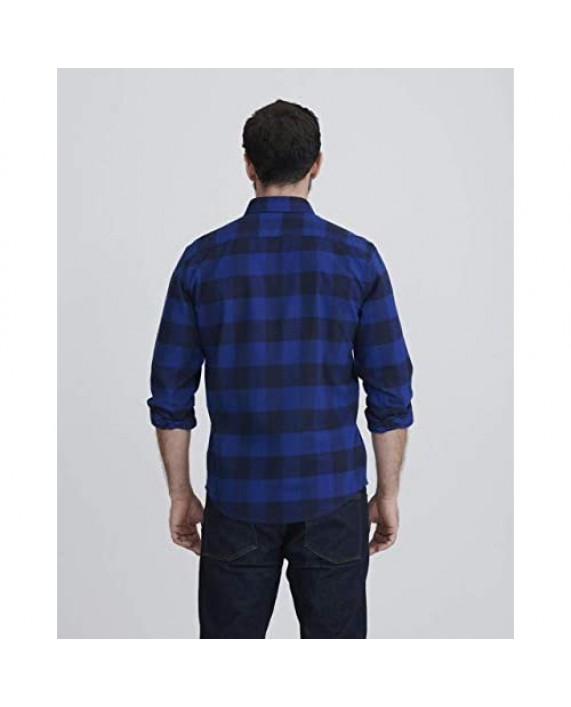 UNTUCKit Gruner Vetliner - Untucked Shirt for Men Long Sleeve Navy & Blue Year-Round Buffalo Plaid Flannel