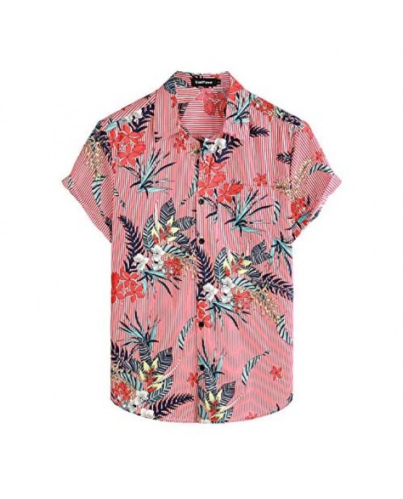 VATPAVE Mens Floral Hawaiian Shirt Casual Button Down Short Sleeve Aloha Beach Shirts