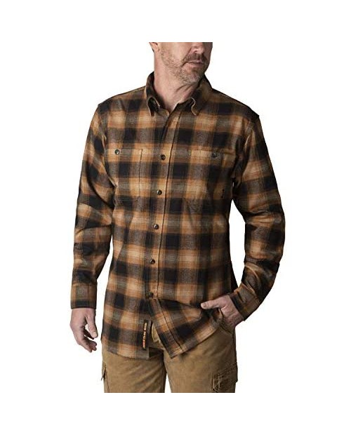 Walls Men's Longhorn Long Sleeve Midweight Stretch Flannel Shirt