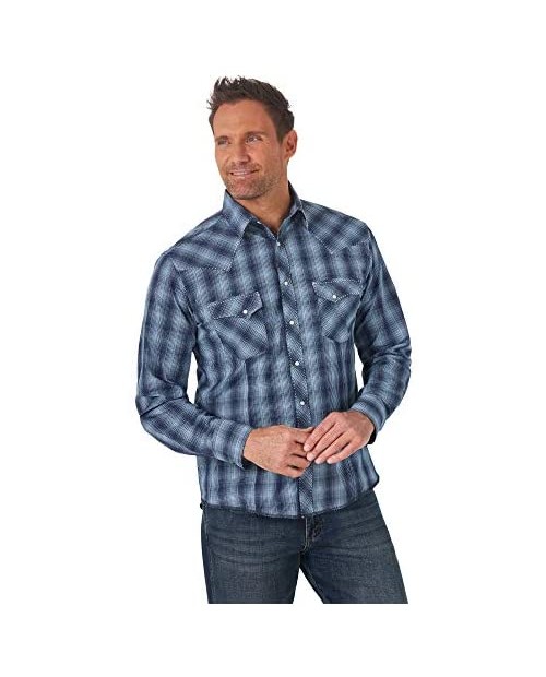 Wrangler Men's Western Fashion Two Pocket Long Sleeve Snap Shirt
