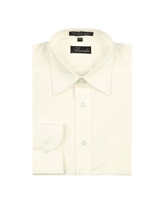 Basilio Men's Convertible Cuff Solid Dress Shirt