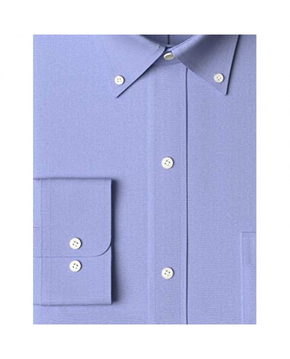 Brand - Buttoned Down Men's Classic Fit Button Collar Solid Non-Iron Dress Shirt Blue w/ Pocket 18 Neck 37 Sleeve