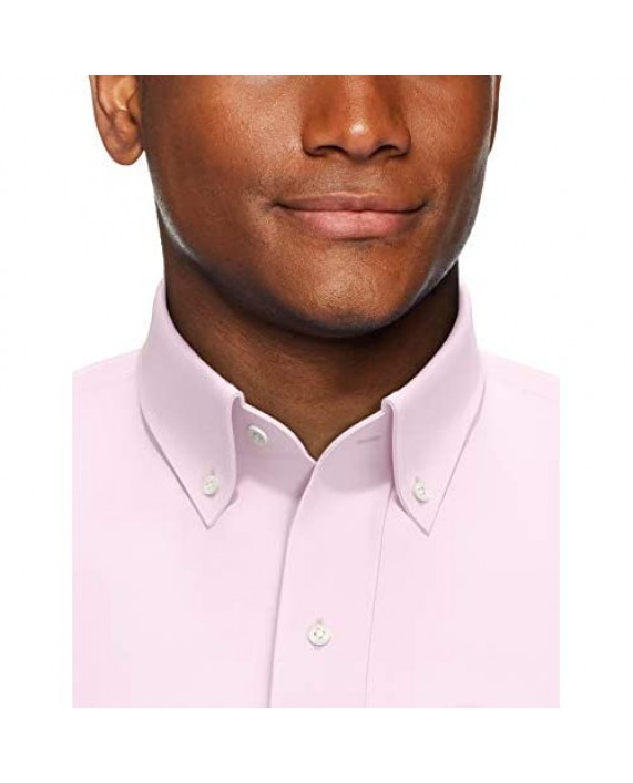 Brand - Buttoned Down Men's Classic Fit Button Collar Solid Non-Iron Dress Shirt Light Pink w/ Pocket 18 Neck 34 Sleeve