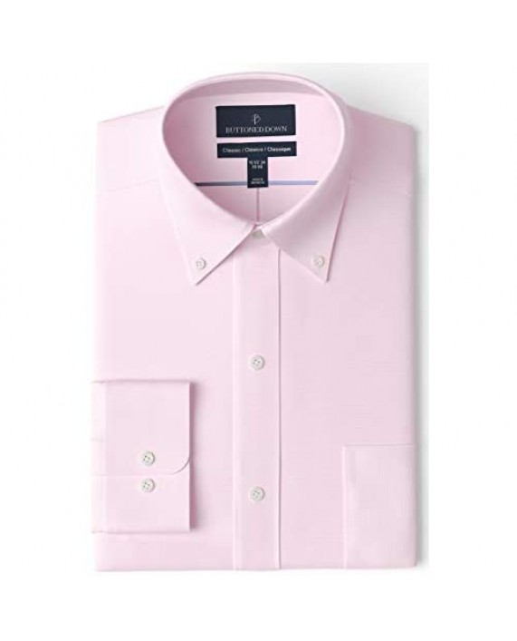 Brand - Buttoned Down Men's Classic Fit Button Collar Solid Non-Iron Dress Shirt Light Pink w/ Pocket 19 Neck 36 Sleeve