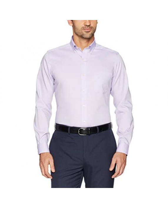Brand - Buttoned Down Men's Tailored-Fit Button Collar Pinpoint Non-Iron Dress Shirt Purple 19 Neck 35 Sleeve (Big and Tall)