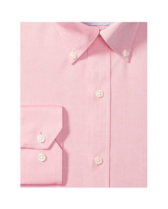 Brand - Buttoned Down Men's Tailored-Fit Button Collar Pinpoint Non-Iron Dress Shirt Pink 17.5 Neck 33 Sleeve