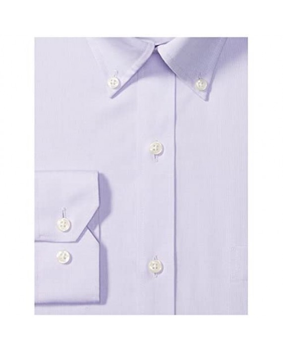Brand - Buttoned Down Men's Tailored-Fit Button Collar Pinpoint Non-Iron Dress Shirt Purple 18 Neck 38 Sleeve (Big and Tall)