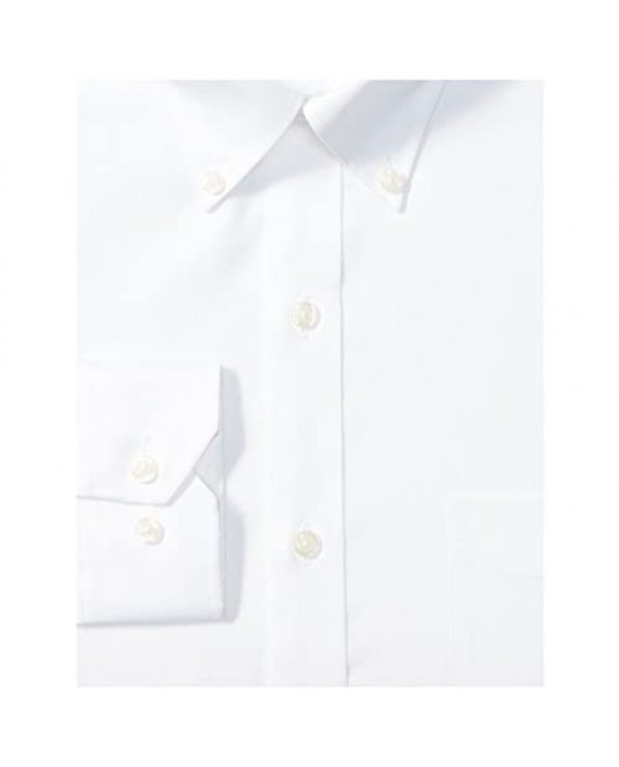 Brand - Buttoned Down Men's Tailored-Fit Button Collar Pinpoint Non-Iron Dress Shirt White 18 Neck 37 Sleeve (Big and Tall)
