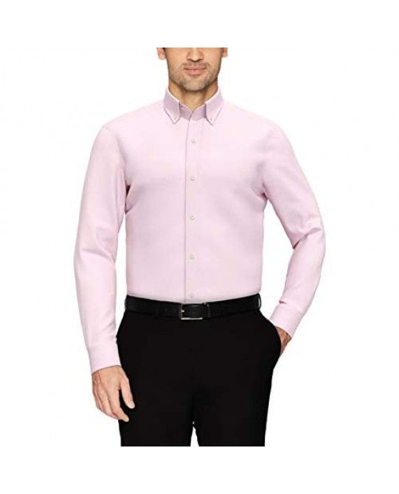 Brand - Buttoned Down Men's Tailored-Fit Button Collar Pinpoint Non-Iron Dress Shirt Light Pink 17.5 Neck 34 Sleeve