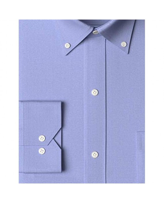 Brand - Buttoned Down Men's Tailored-Fit Button Collar Pinpoint Non-Iron Dress Shirt Blue 17 Neck 37 Sleeve