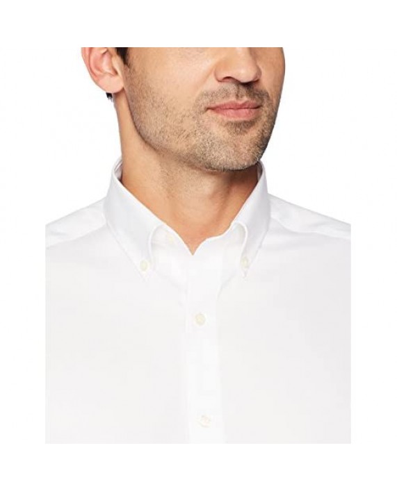 Brand - Buttoned Down Men's Tailored-Fit Button Collar Pinpoint Non-Iron Dress Shirt White 19.5 Neck 38 Sleeve (Big and Tall)